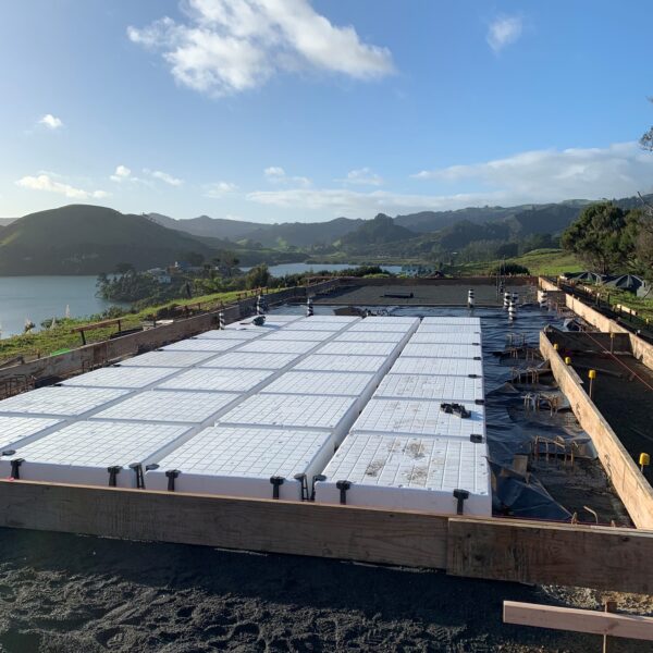 Rib raft house slab we prepared and laid in Whangaroa for Jennian Homes